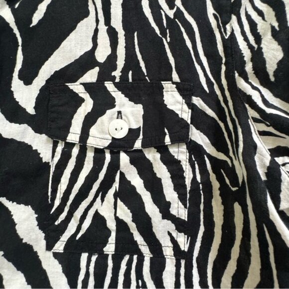 Tabi Vintage Zebra Cotton Roll Tab Sleeve Safari Shirt Pocket Lightweight Slit M - Picture 7 of 16